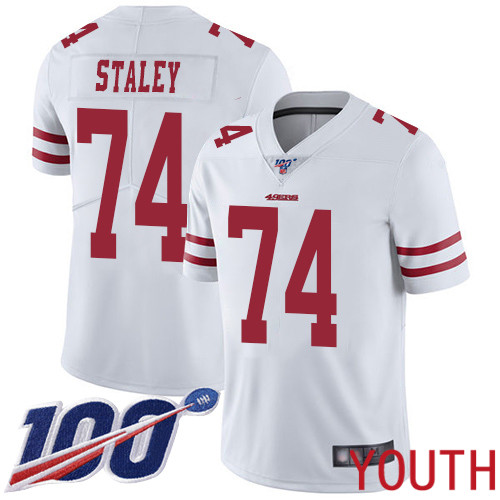 San Francisco 49ers Limited White Youth Joe Staley Road NFL Jersey #74 100th Season Vapor Untouchable